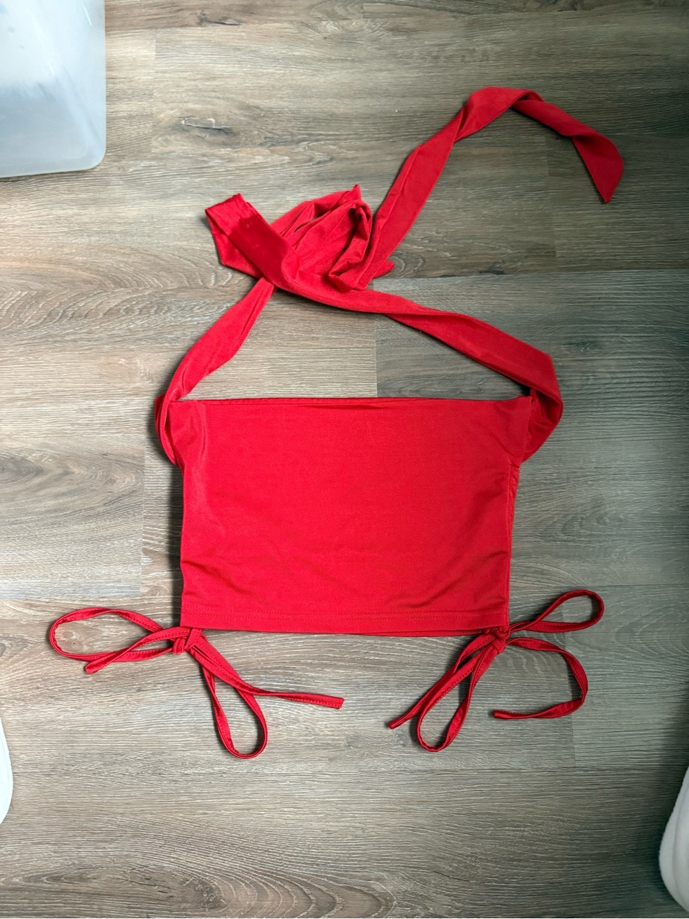 SHEIN Red Tie-Detail Tube Crop Top